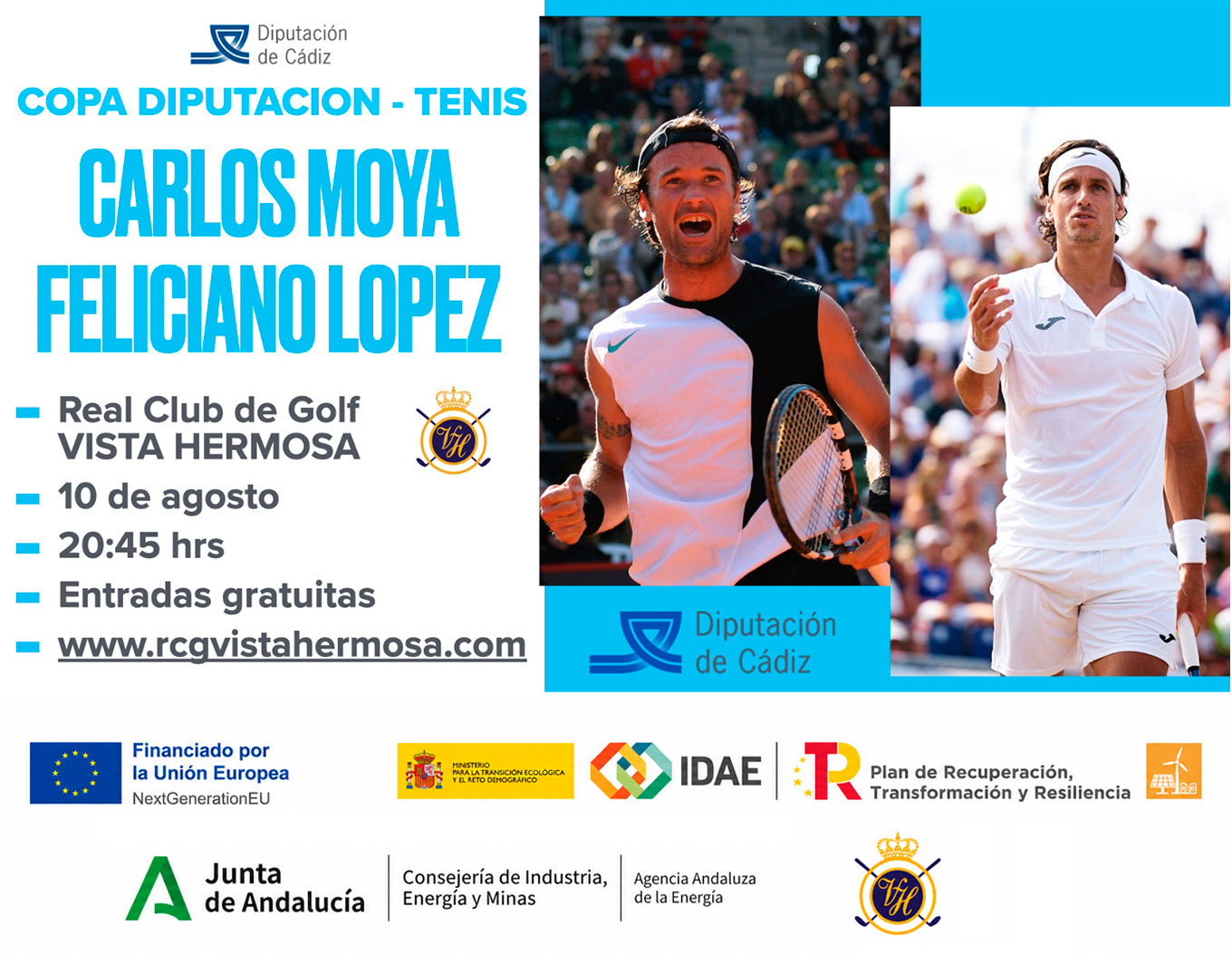 Copa Diputación de Cádiz. Exhibición de tenis entre Carlos Moyá y Feliciano López